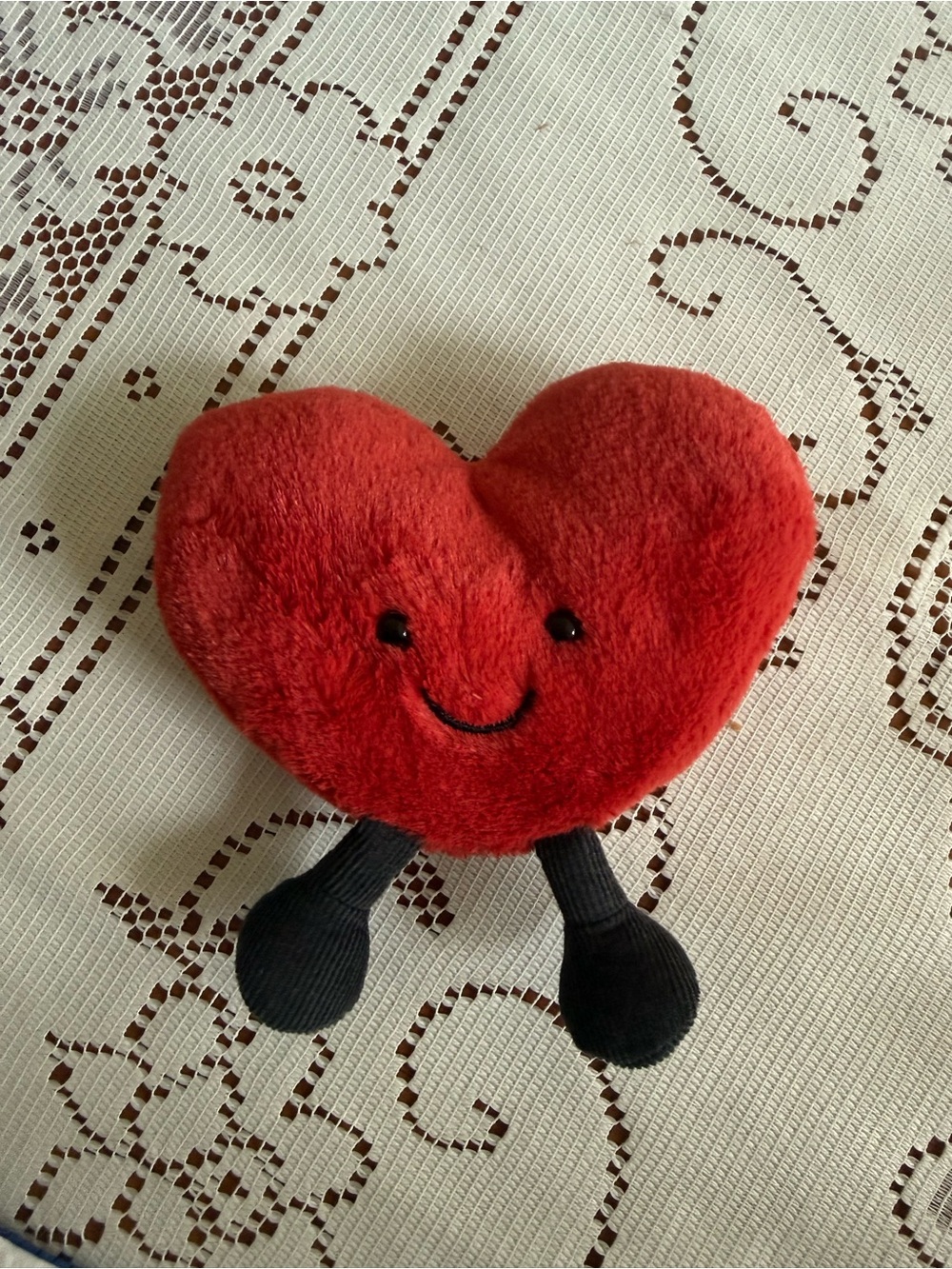 Retired Red Amuseables Jelly Cat Plush Red Heart with Smiling Face